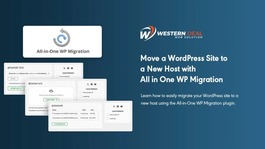 Move a WordPress Site to a New Host with All in One WP Migration | WesternDeal Web Solution | Enterprise WordPress Development |