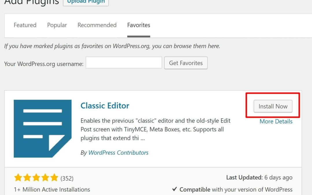 How to install the Classic Editor plugin?